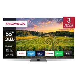 55QG5C14 Smart TV 55 Pollici 4K Ultra HD Display QLED Sistema Google TV HDR10 Wi-Fi Classe F colore Grigio