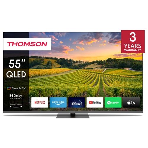 55QG5C14 Smart TV 55 Pollici 4K Ultra HD Display QLED Sistema Google TV HDR10 Wi-Fi Classe F colore Grigio