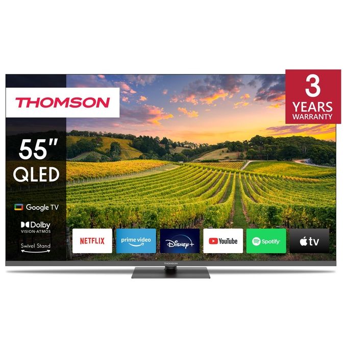 Image of Thomson 55QG5C14 Smart TV 55 Pollici 4K Ultra HD Display QLED Sistema Google TV HDR10 Wi-Fi Classe F colore Grigio