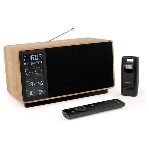 altoparlante Bluetooth con stazione meteo 3499550390377 50 W radio FM sensore esterno wireless orologio DCF nero WS202TBK
