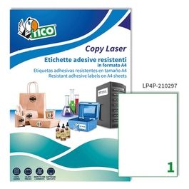 Tico LP4P-210297 Etichetta in Poliestere 210x297 Bianco 70 Fogli di Etichette in Formato A4