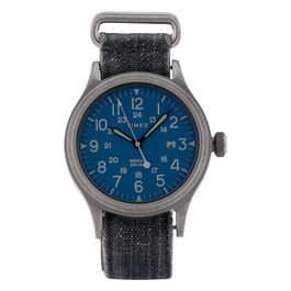 Orologio al Quarzo SCOUT Quadrante Blu 40 MM Cinturino Tessuto Grigio Resistente all'Acqua fino a 50 M Luce INDIGLO