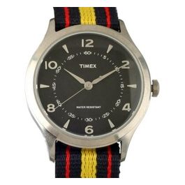 Timex Orologio al quarzo WHITNEY VILLAGE quadrante in acciaio 35 MM case colore acciaio - quadrante nero cinturino in tessuto Blu-Rosso-Giallo 18 MM resistente all'acqua fino a 50 M di profondita