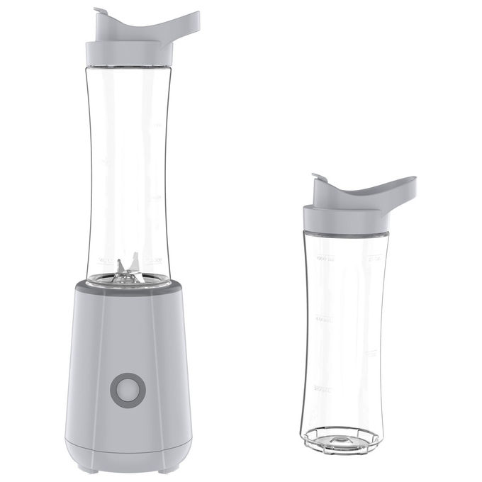 Tognana frullatore elettrico Iridea 450W D2DFU04IRPE 4 lame in acciaio inox 2 bicchieri portatili 600ml coperchio antigoccia grigio perla
