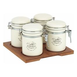 set Barattoli Dc1ap244898 Dolce casa Portaspezie con base legn