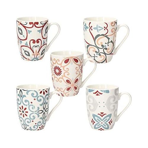 Confezione 6 tazze tè con piattino Stoneware Multicolor - Linea Louise -  Tognana