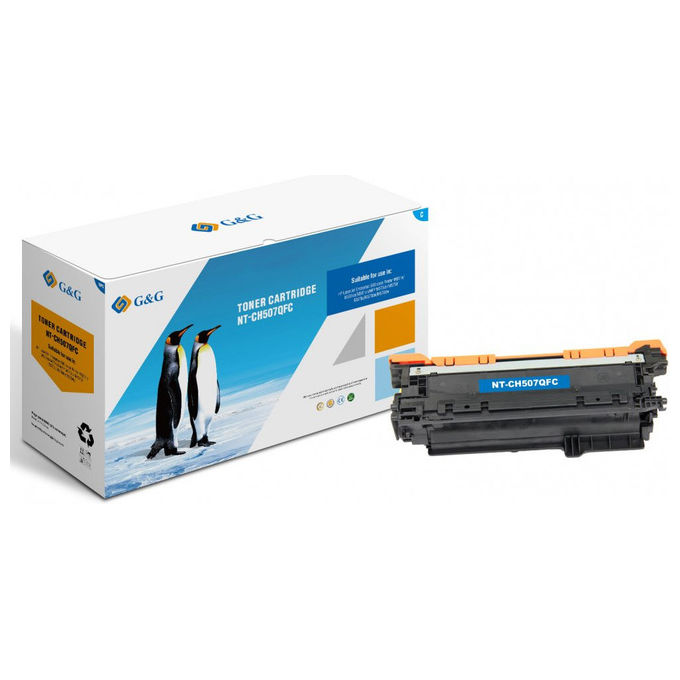 GandG cartuccia toner compatibile ciano 16555 HP CE401A 507A 6000 pagine LaserJet Enterprise 500