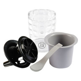TooA Kit accessori per gelatiera, contiene 2 bicchieri grigi, 2 scraper, 2 pale di mantecazione, 2 porta bicchieri e 2 cucchiaini in acciaio inox