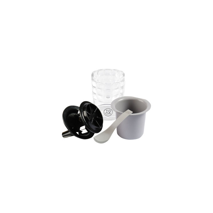 TooA Kit accessori per gelatiera, contiene 2 bicchieri grigi, 2 scraper, 2 pale di mantecazione, 2 porta bicchieri e 2 cucchiaini in acciaio inox