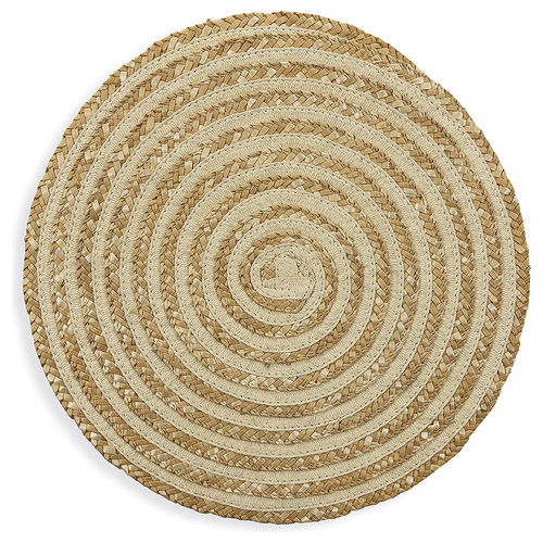 Tovaglietta tonda in treccia di paglia di grano e carta Spiral Crema set 6 pz