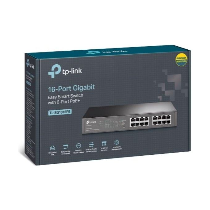 TP-LINK Easy Smart TL-SG1016PE Switch intelligente 8 x 10/100/1000 (PoE+) + 8 x 10/100/1000 desktop, montabile su rack PoE+ (110 W)