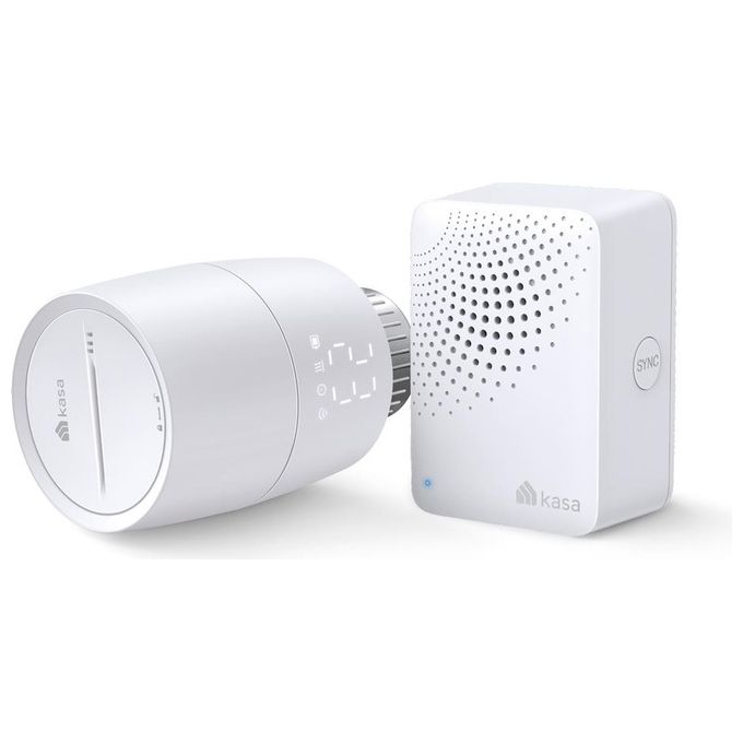 TP-Link Kasa KE100 KIT Valvola Termostatica Intelligente, Protezione Dal Gelo, Controlla a Distanza il Radiatori Dal Telefono, Risparmio Energetico, Contiene Kasa Hub KH100