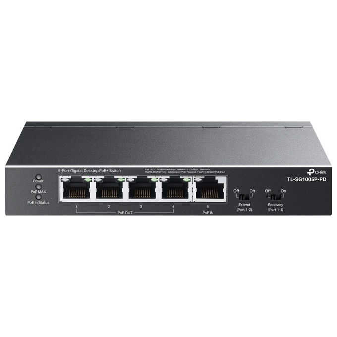 TP-Link Switch di Rete Gigabit Ethernet 5 Porte Supporto PoE TL-SG1005P-PD