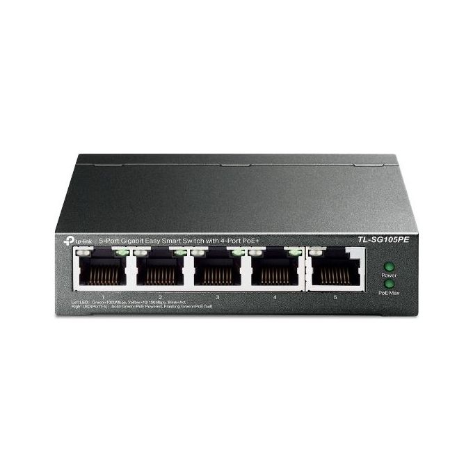 Tp-Link TL-SG105PE Switch di Rete Non Gestito L2 Gigabit Ethernet 10/100/1000 Nero Supporto Power Over Ethernet