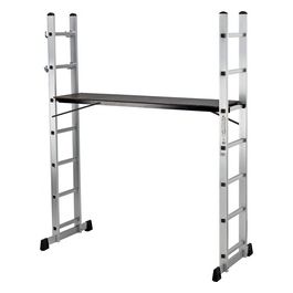 Trabattello Alluminio Everest 6 Gradini Multiposizione H. 168 P. 40 L. 160 Portata Max. 120 Kg