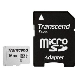 Transcend 300S-A MicroSd Scheda di Memoria da 16Gb Uhs-i U1 con Adattatore