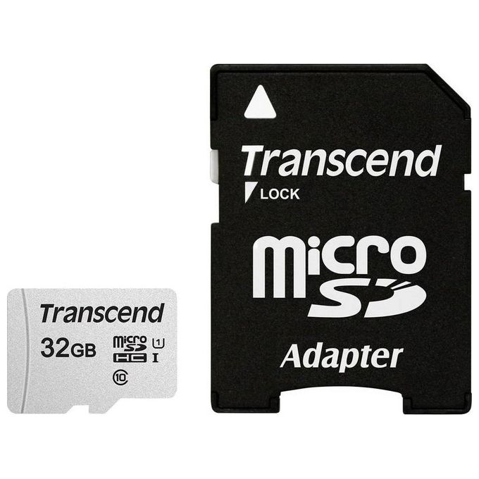 Transcend 300S-A MicroSd Scheda di Memoria da 32Gb Uhs-i U1 con Adattatore