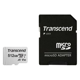 Transcend 300S Scheda di Memoria Flash Adattatore in Dotazione 512Gb A1 Video Class V30 UHS-I U3 Class10 microSDXC