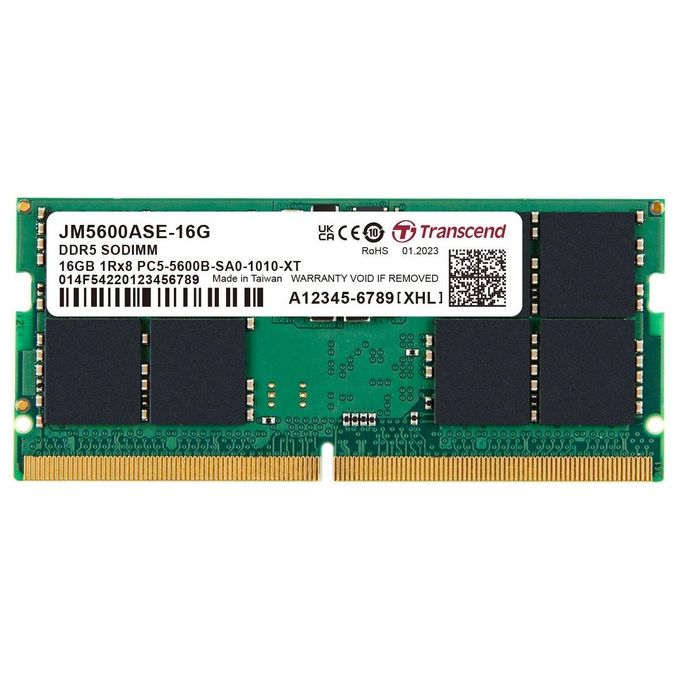 Transcend JetRam JM5600ASE-16G Memoria Ram 16Gb DDR5 5600 MHz Data Integrity Check