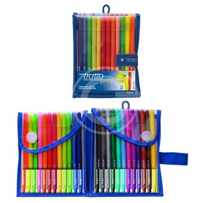 Tratto Confezione 24 Penne Fibra Metal 0,50mm