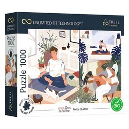 Puzzle da 1000 Pezzi Uft - Yoga. Cats e Coffee: Peace Of Mind