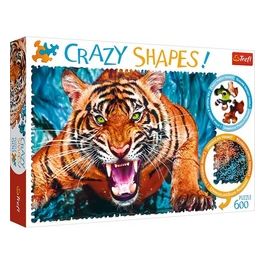 Puzzle da 600 Pezzi - Crazy Shapes: Faccia A Faccia Con Una Tigre