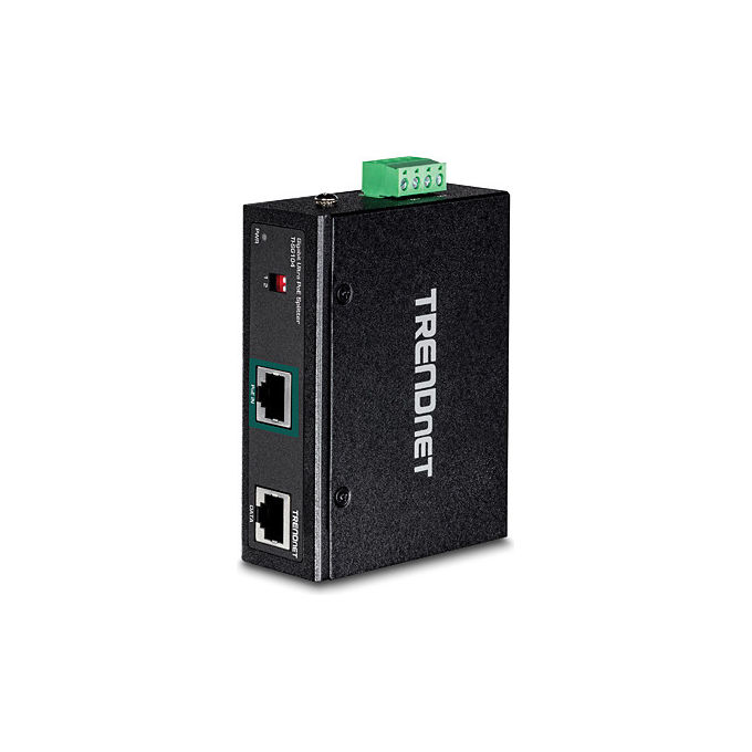 Trendnet TI-SG104, Splitter PoE Gigabit Industriale, Supporta Standard IEEE 802.3af-at-bt, Nero