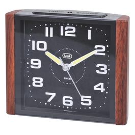 Trevi 0309530 Orologio/sveglia in Legno Silent Quartz, Grande Quadrante Illuminato, 2 batt aa