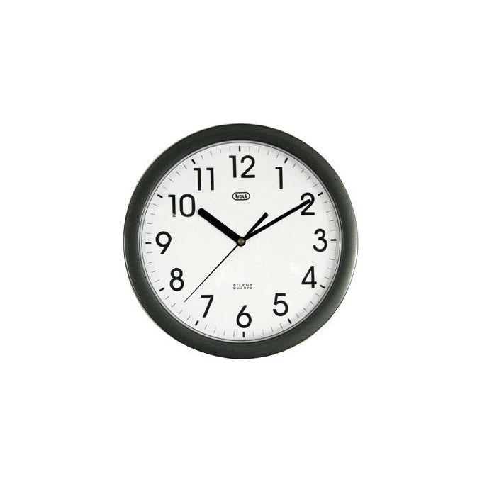 Trevi 0330100 Orologio da Parete, Aanalogico, diametro 25cm, Movimento Continuo al Quarzo, Nero