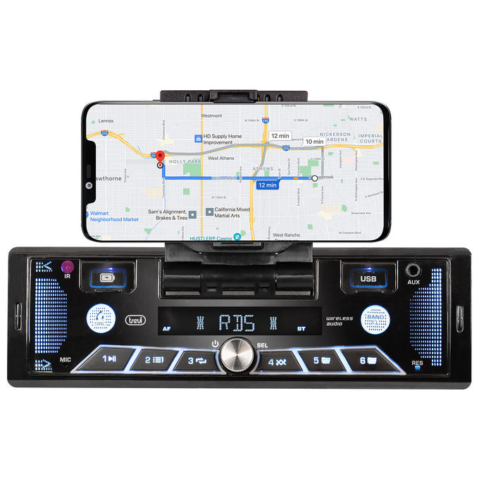 Image of Trevi Autoradio FM 40W Supporto Smartphone 7'' Wireless USB AUX-IN