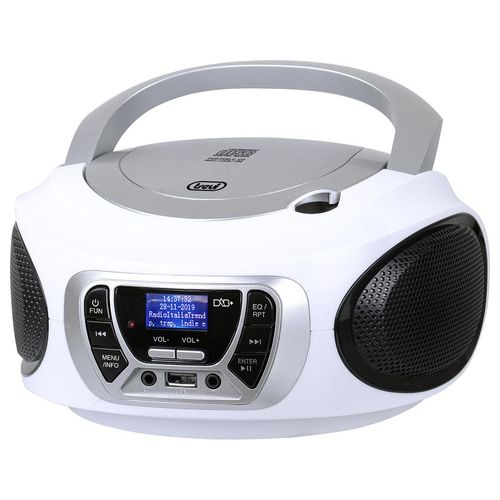 Trevi CMP 510 DAB Stereo Portatile Cd Boombox Radio DAB/DAB+ con RDS Usb Aux-In Presa Cuffia Bianco