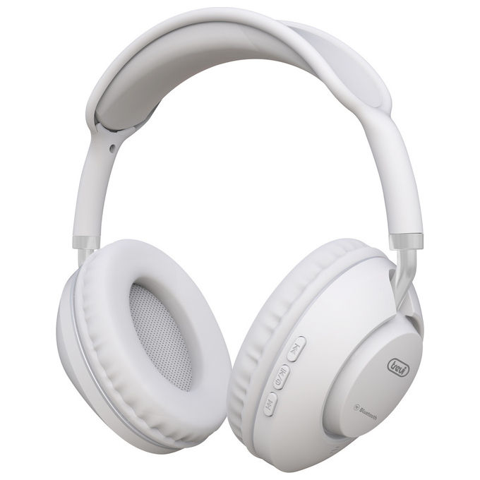 Trevi DJ12E42BT Cuffia a Padiglione Wireless Bluetooth 5.1 Stereo MP3 MicroSD AUX Microfono Integrato 16h colore Bianco