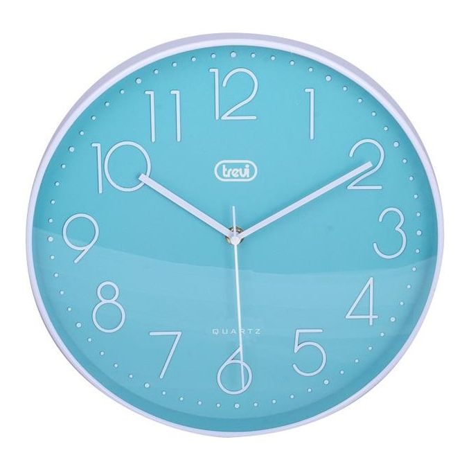 Trevi OM 3508 S Orologio da Parete 30cm Movimento Silenzioso Numeri in Rilievo Turchese