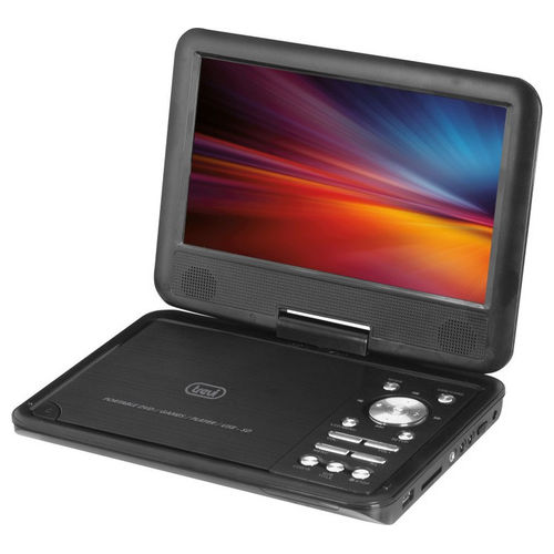 PDX1409 S2 Lettore DVD Portatile 9" Schermo Rotante USB SD Batteria Ricaricabile Tripla Alimentazione colore Nero