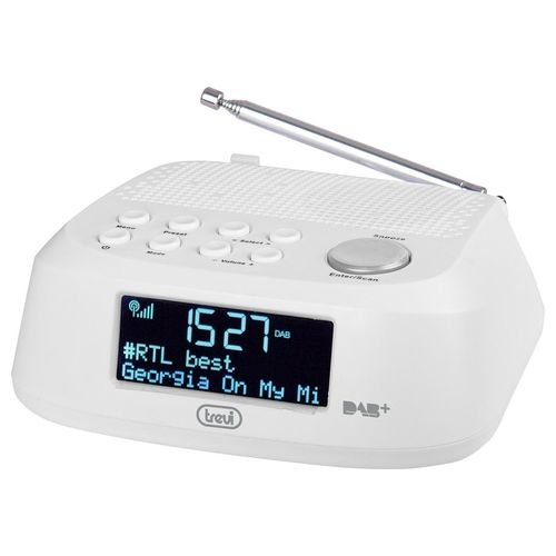 Trevi RC 80D4 DAB Radiosveglia Elettronica con Ricevitore Digitale DAB/DAB+ Grande Display Led Funzione Sleep Funzione Snooze Bianco