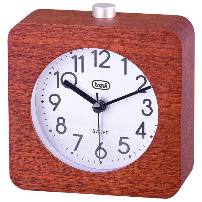 Trevi SL 3843 Sveglia in Legno Naturale con Grande Quadrante Illuminato Tasto Snooze-Light Suoneria Elettronica in Crescendo Movimento Silenzioso Sweep