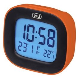 Trevi SLD 3875 Orologio Digitale con Display LCD Sveglia Termometro Calendario e Funzione Snooze Arancio
