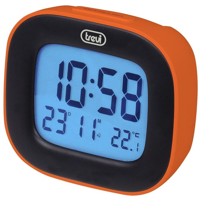 Image of Trevi SLD 3875 Orologio Digitale con Display LCD Sveglia Termometro Calendario e Funzione Snooze Arancio
