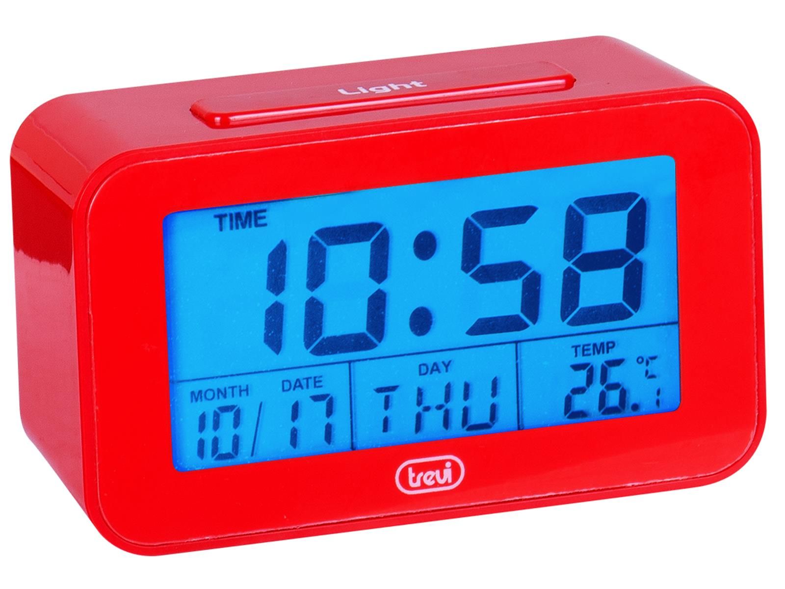 Trevi SLD 3P50 Orologio Digitale Termometro Grande Display LCD  Retroilluminato Sveglia Programmabile Funzione Snooze Rosso