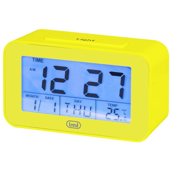 Trevi SLD 3P50 Orologio Digitale Termometro Grande Display LCD Retroilluminato Sveglia Programmabile Funzione Snooze Giallo