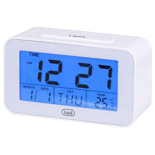 Trevi SLD 3P50 Orologio Digitale Termometro Grande Display LCD Retroilluminato Sveglia Programmabile Funzione Snooze Bianco