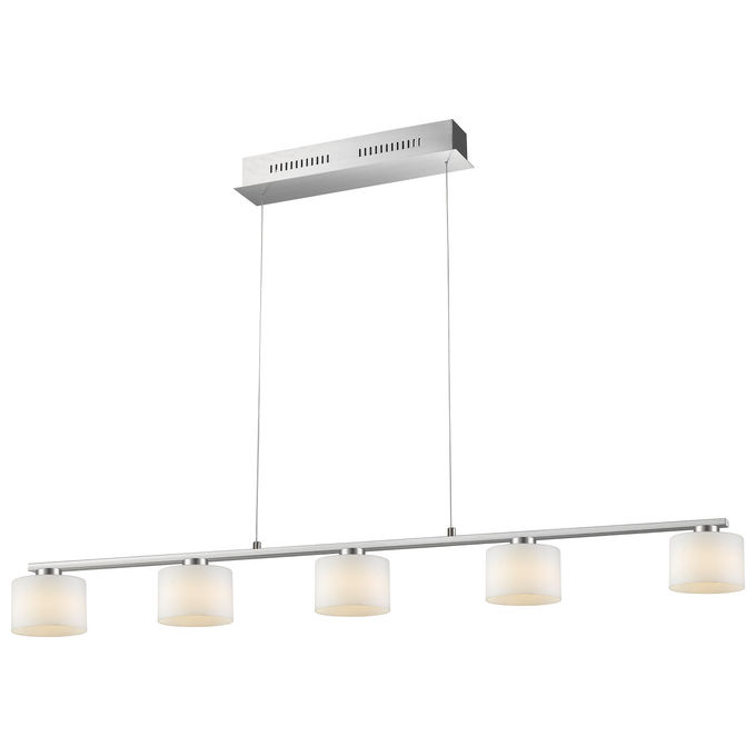 Trio Lighting Alegro Sospensione Led 5 Diffusori Dimmerabile Con Interruttore Regolab.In Altezza L. 130Cm