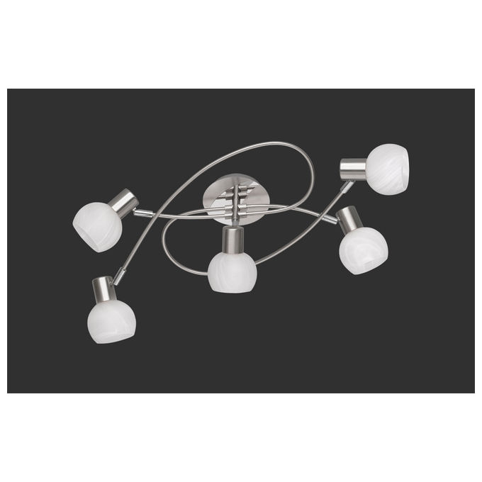 Trio Lighting Antibes Girandola 5 Spots Acciaio Dec. Cromo Att. E14 Diff. Vetro De. Alab. D. 52
