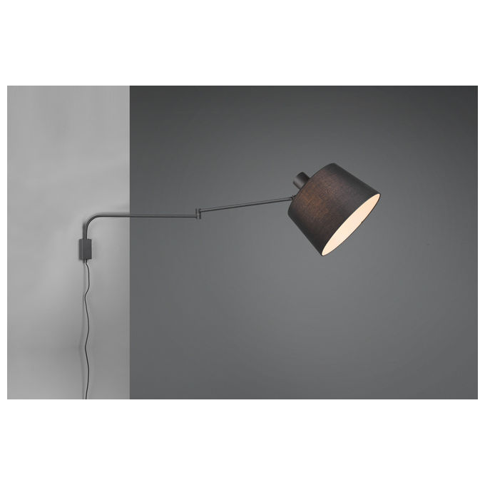 Trio Lighting Baldo Applique Decorativa Con Paralume Nera Orientabile E Snodabile Lunghezza Massima 150Cm