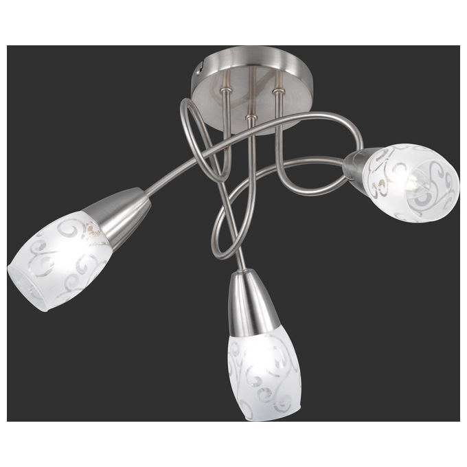 Trio Lighting Colmar Plafoniera 3 Spots Attacco E14 Diffusori Vetro Sat. Con Dec.