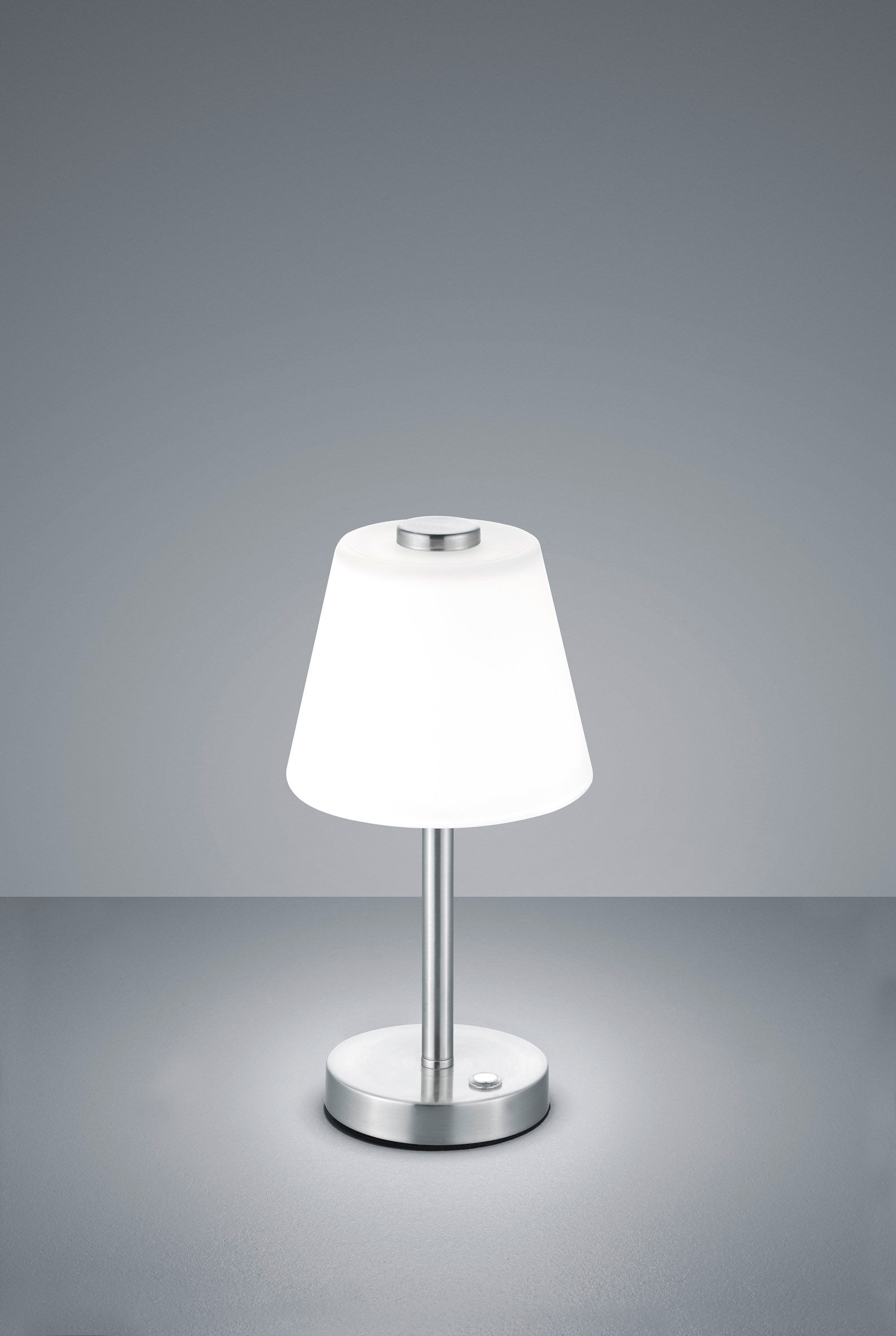 Trio Lighting Emeraald Lampada Tavolo Led Diffusore Vetro Cono 4 Intensita' Di Luce Col.Acciaio H.29Cm