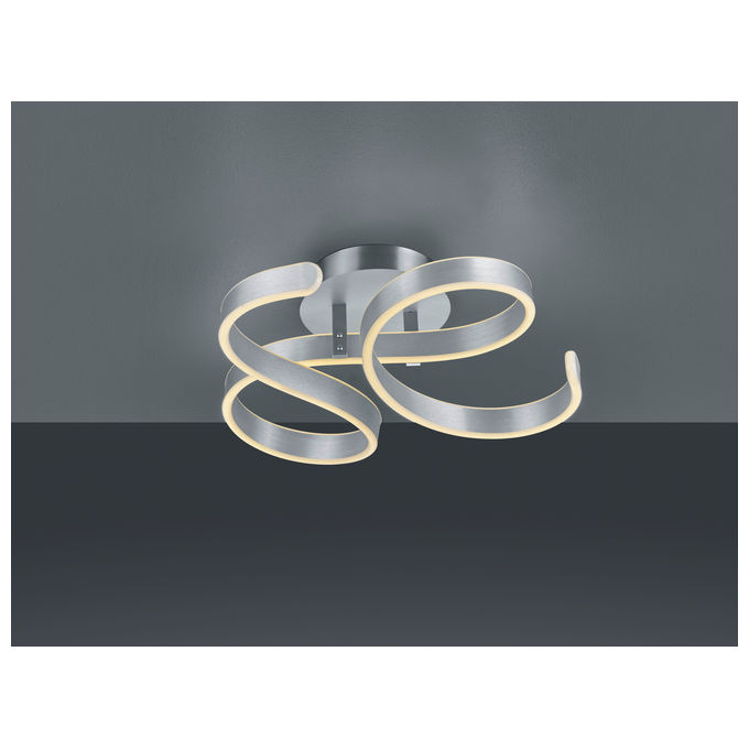 Trio Lighting Francis Plafoniera Led Vortici Alluminio Satinato Con Regolazione Intensita' Con Interruttore D.57Cm