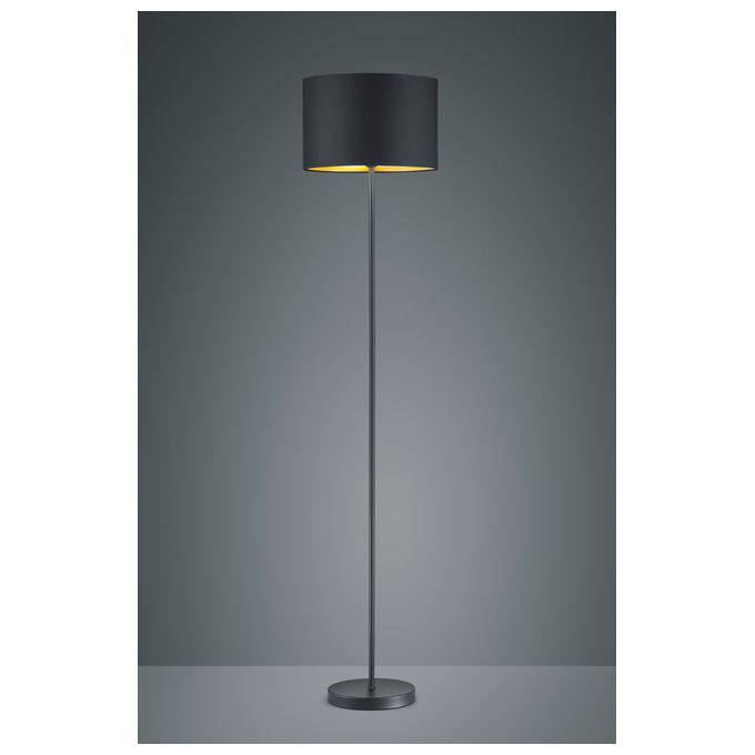 Trio Lighting Hostel Piantana Paralume Tessuto Nero Interno Oro H.160Cm, D.35Cm