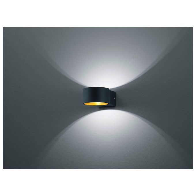 Trio Lighting Lacapo Applique Led Nera Interno Oro D. 10 P. 15 Led Osram