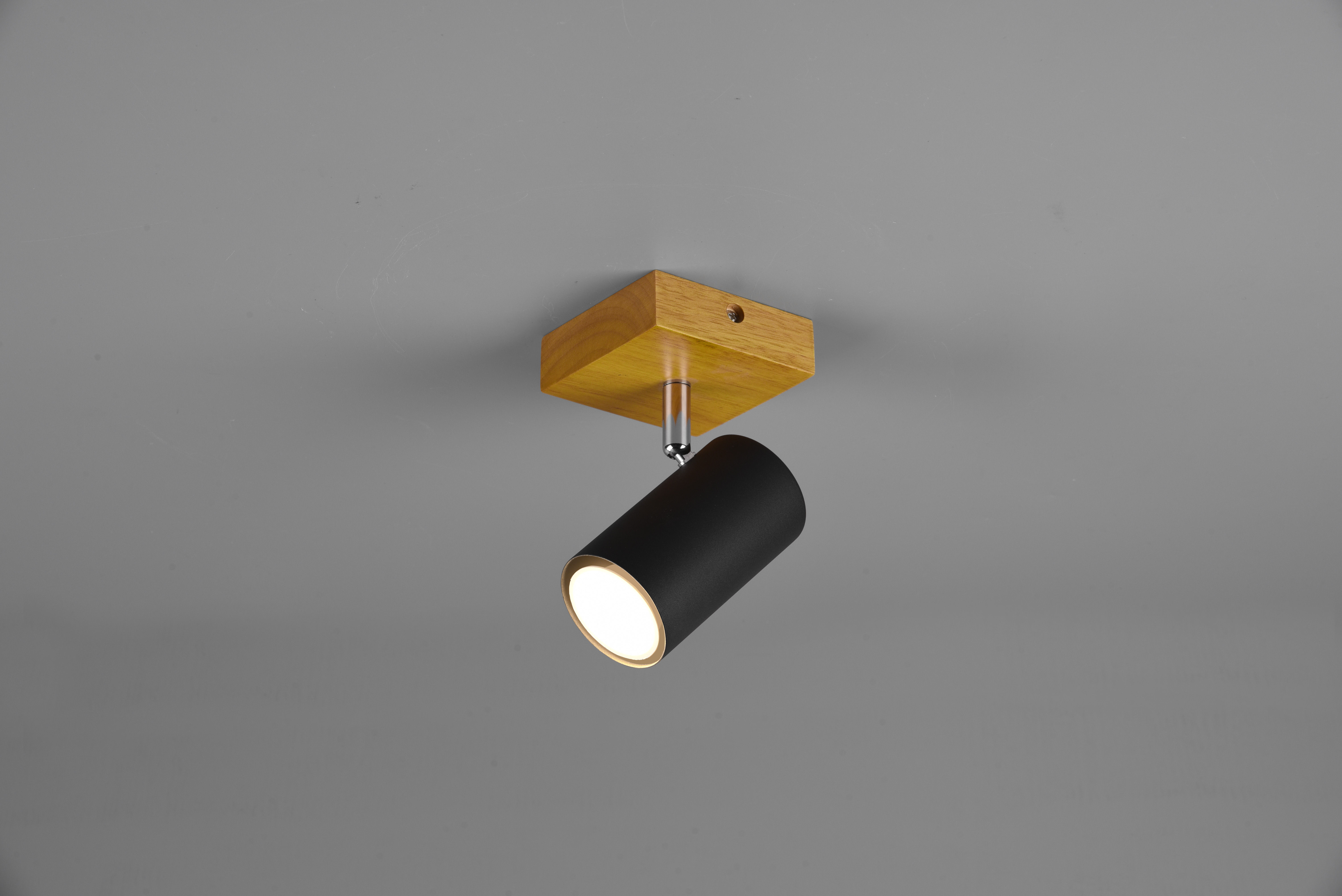 Trio Lighting Marley Base Spot Cil. Nero Base Legno Naturale H. 16,5Cm